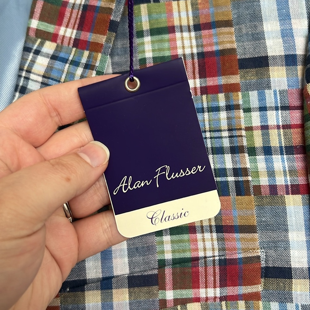 Alan Flusser Patchwork Checkered Suit Jacket Blaz… - image 3